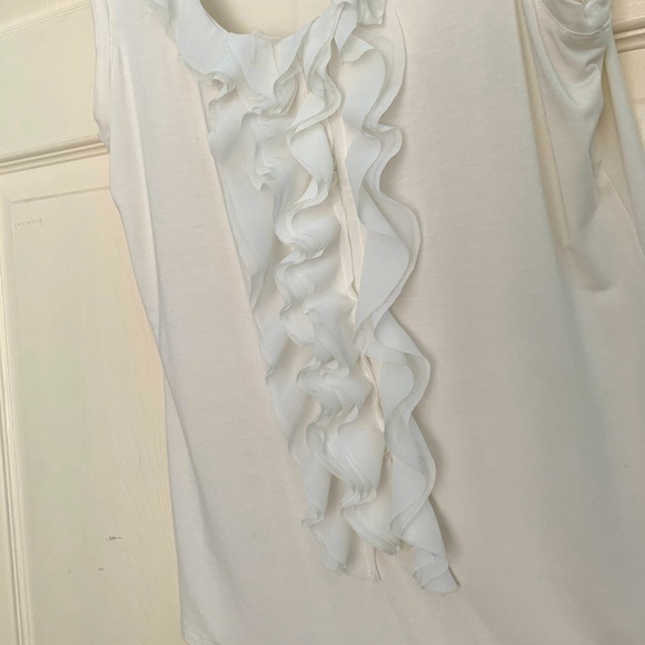 Sleeveless Chiffon Ruffle Front Top in Cream-SM - Picture 3 of 9